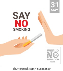 Hand saying no thanks to a cigarette for World No Tobacco Day poster