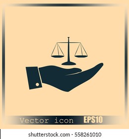 Hand with scales icon