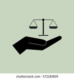 Hand and scales icon, libra vector illustration