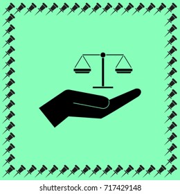 Hand and scales icon, libra vector illustration