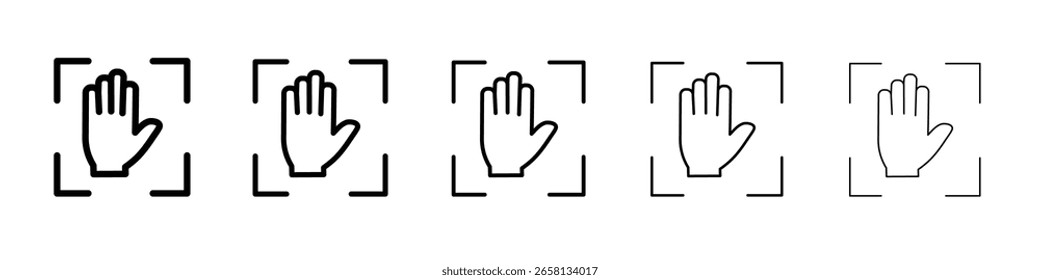 Hand scan icon flat illustration set logo