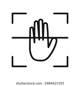 Hand scan icon mark in filled style