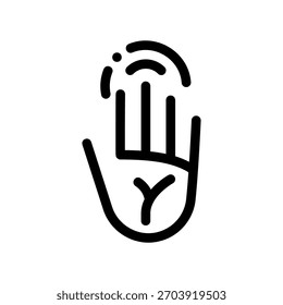 Hand scan symbol, palm with waves
