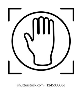 Hand scan. Vector flat outline icon illustration isolated on white background.