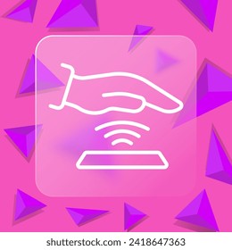 Icono de la línea del escáner manual. Datos biométricos, contraseña, seguridad de la información, gadget, dispositivo, computadora. Estilo de glasmorfismo. Icono de línea de vector para negocios y publicidad
