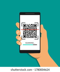 Hand Scanning Qr Code Mobile Phone Stock Vector (Royalty Free) 1780004624