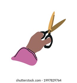 hand with scissor isolated style