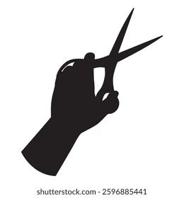 A hand with scissors black silhouette. Vector illustration isolated on white background