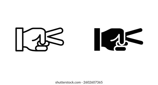 Hand scissors flat Icons in line outline and flat solid style on white background
