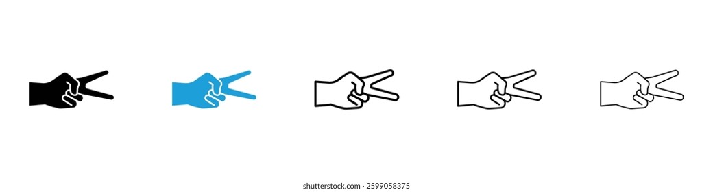 Hand scissors icons vector illustrations in black and blue colors for web and ui designs