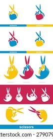 hand scissors and a large set of logo