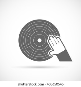 Hand scratching vinyl record icon