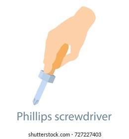 Hand screwdriver icon. Isometric illustration of hand screwdriver icon for web