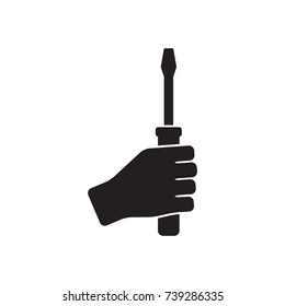 Hand with a screwdriver icon. Vector illustration, eps 10.