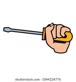 hand with screwdriver isolated icon