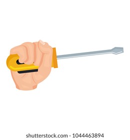 hand with screwdriver isolated icon