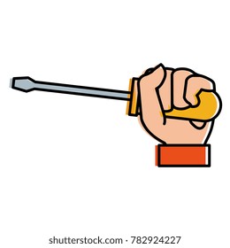 hand with screwdriver isolated icon