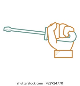 hand with screwdriver isolated icon