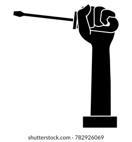 hand with screwdriver isolated icon