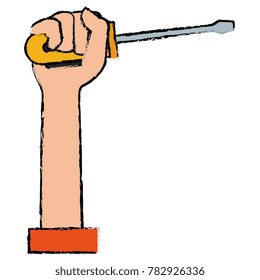 hand with screwdriver isolated icon