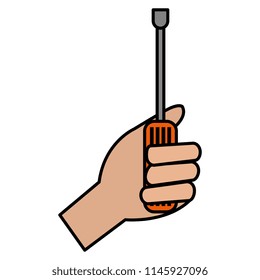 hand with screwdriver tool