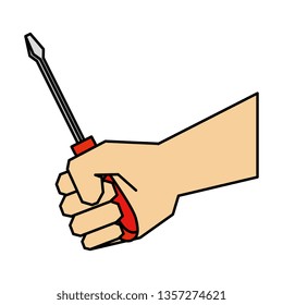 hand with screwdriver tool