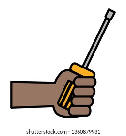 hand with screwdriver tool