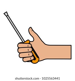 hand with screwdriver tool isolated icon