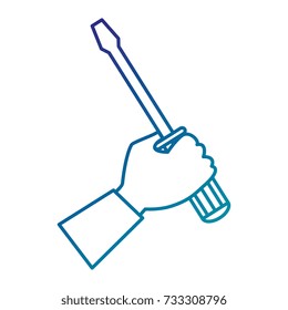 hand with screwdriver tool isolated icon