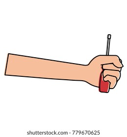 hand with screwdriver tool isolated icon