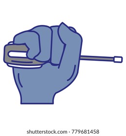hand with screwdriver tool isolated icon