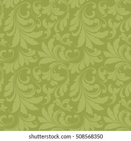 Hand seamless pattern. Stylish green ornament for decorating fabrics, Wallpaper, packaging.