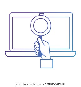 hand searching in computer laptop