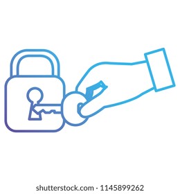 hand with secure padlock and key