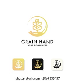 hand seed or grain logo