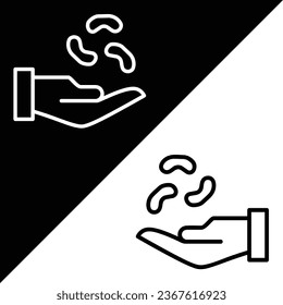 Hand or seeding Vector Icon, Lineal style icon, from Agriculture icons collection, isolated on Black and white Background.