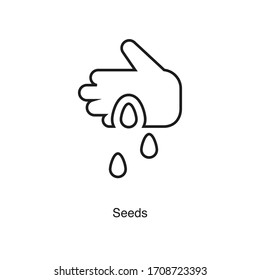 Hand with seeds icon vector on white background. Black icon illustration