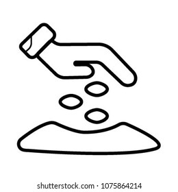 Hand and seeds, vector icon