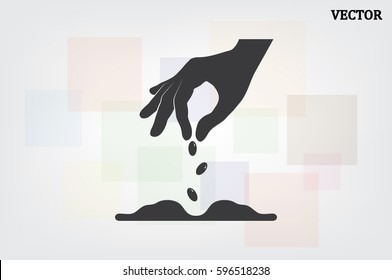 Hand And Seeds, Vector Icon