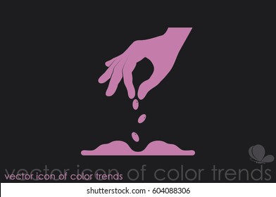 Hand and seeds, vector icon.