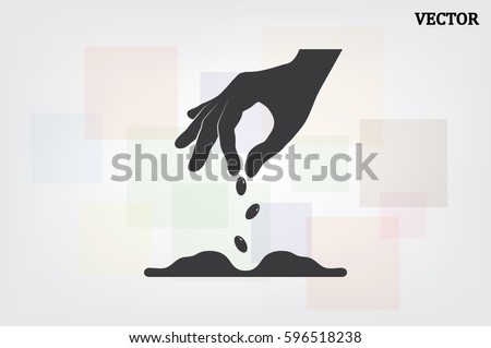 Hand and seeds, vector icon