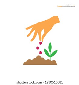Hand with seed.vector icon eps10.