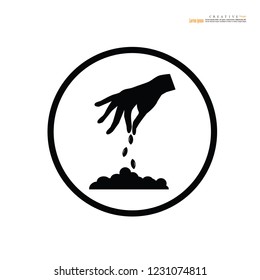 Hand with seed.vector icon eps10.