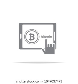 hand select bitcoin on tablet