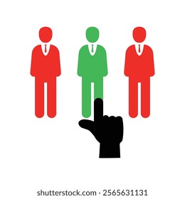 hand select employee like recruitment. flat simple minimal leadership logo graphic design isolated on white. concept of recruiting crowd symbol or work