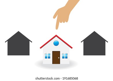 Hand select a house ,vector eps10