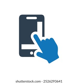 Hand Select Smartphone Vector Icon, Hand Holding Smartphone Icon, Hand taking a picture with a smartphone symbol