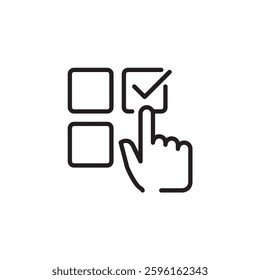 Hand selecting checkbox voting icon Vector