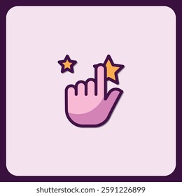 Hand Selecting a Star Rating Icon, User Experience Design Element
