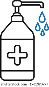 Icono de la botella sensibilizada a mano, icono de la botella de lavado a mano